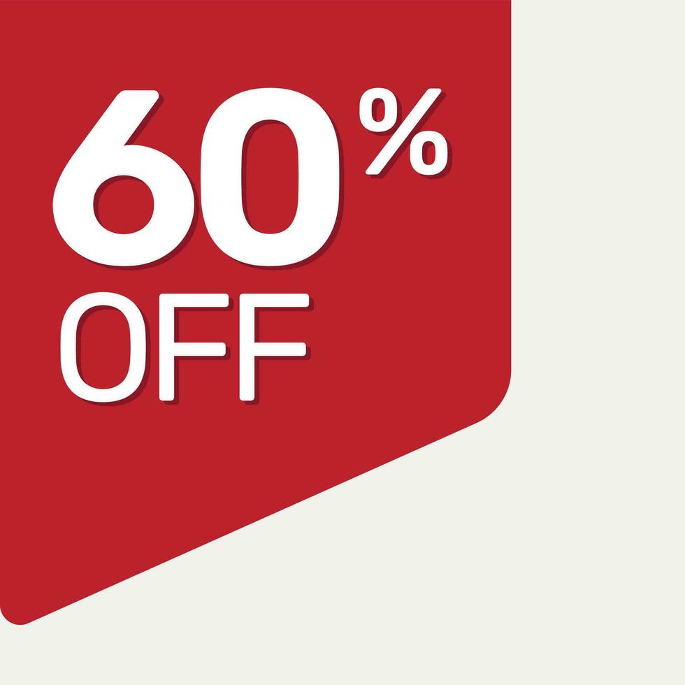 red tag 60 percent off vector flat