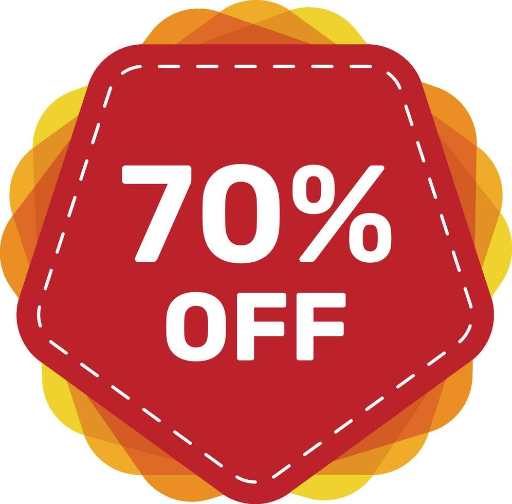 70 off discount sticker. Special offer sale red tag isolated vector illustration. Discount offer price label, symbol for advertising campaign in retail, sale promo marketing, ad offer on shopping day