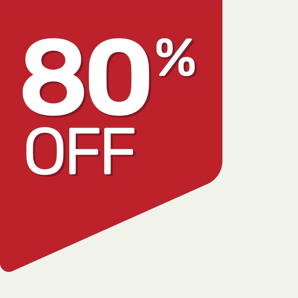 red tag 80 percent off vector flat