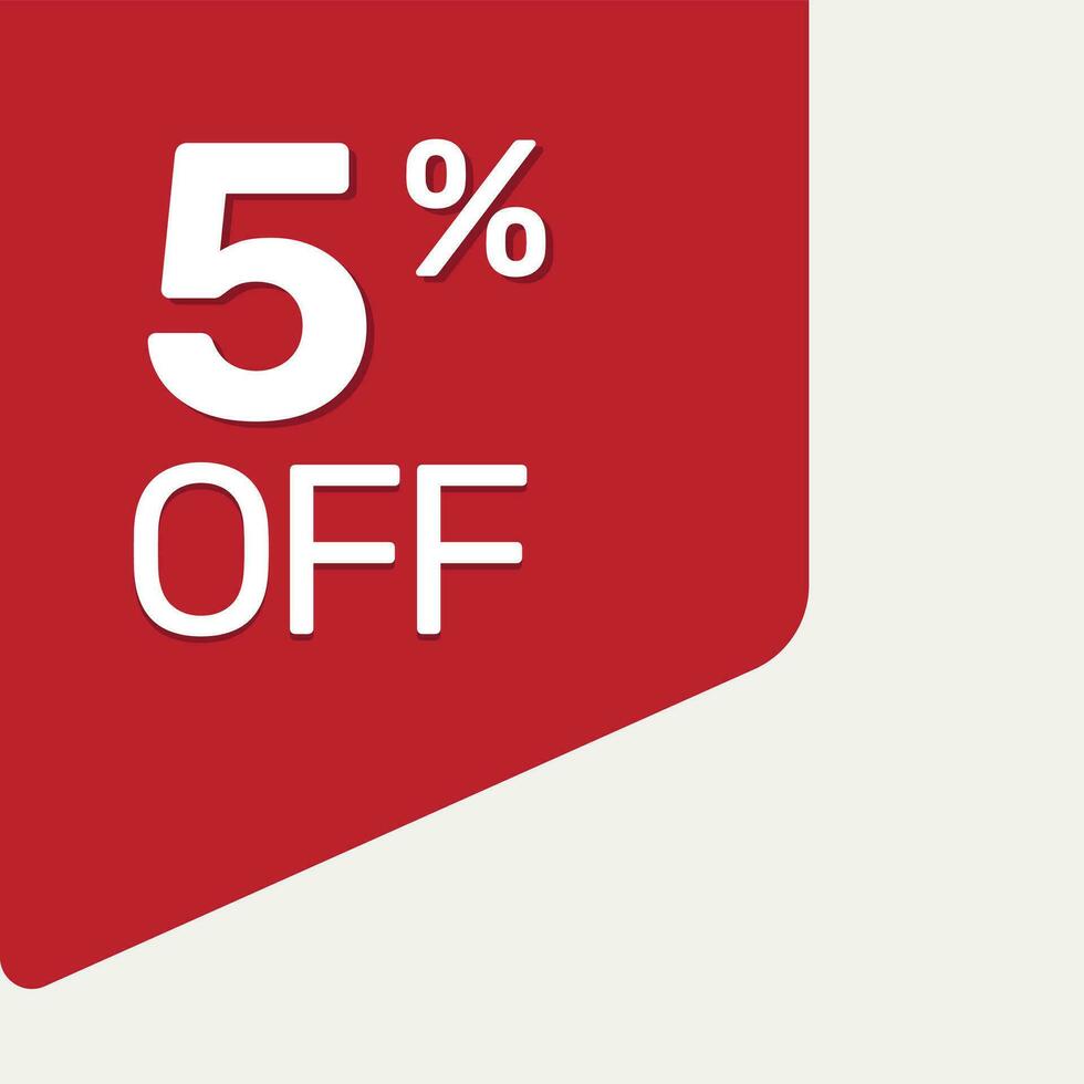 red tag 5 percent off vector flat