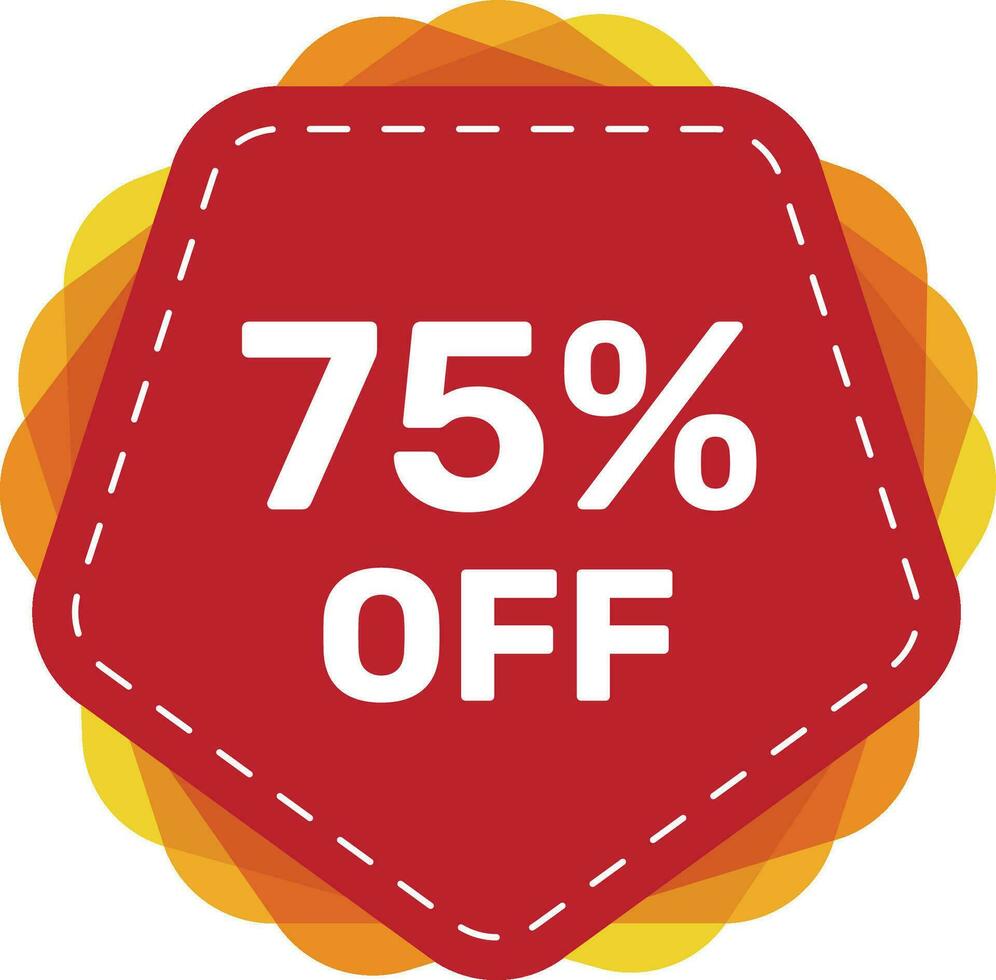 75 off discount sticker. Special offer sale red tag isolated vector illustration. Discount offer price label, symbol for advertising campaign in retail, sale promo marketing, ad offer on shopping day