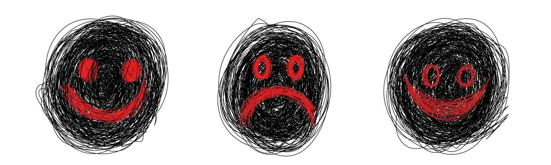 Siniestro sonrisa cara emoticon grunge estilo vector