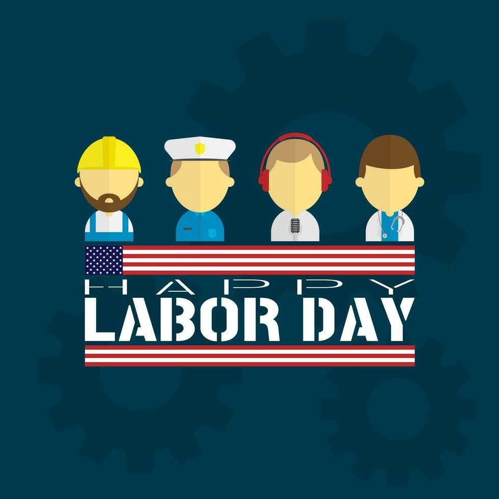 Happy Labor Day with various kinds of proffesions vector