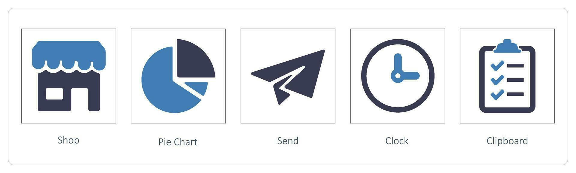 shop, pie chart and send vector