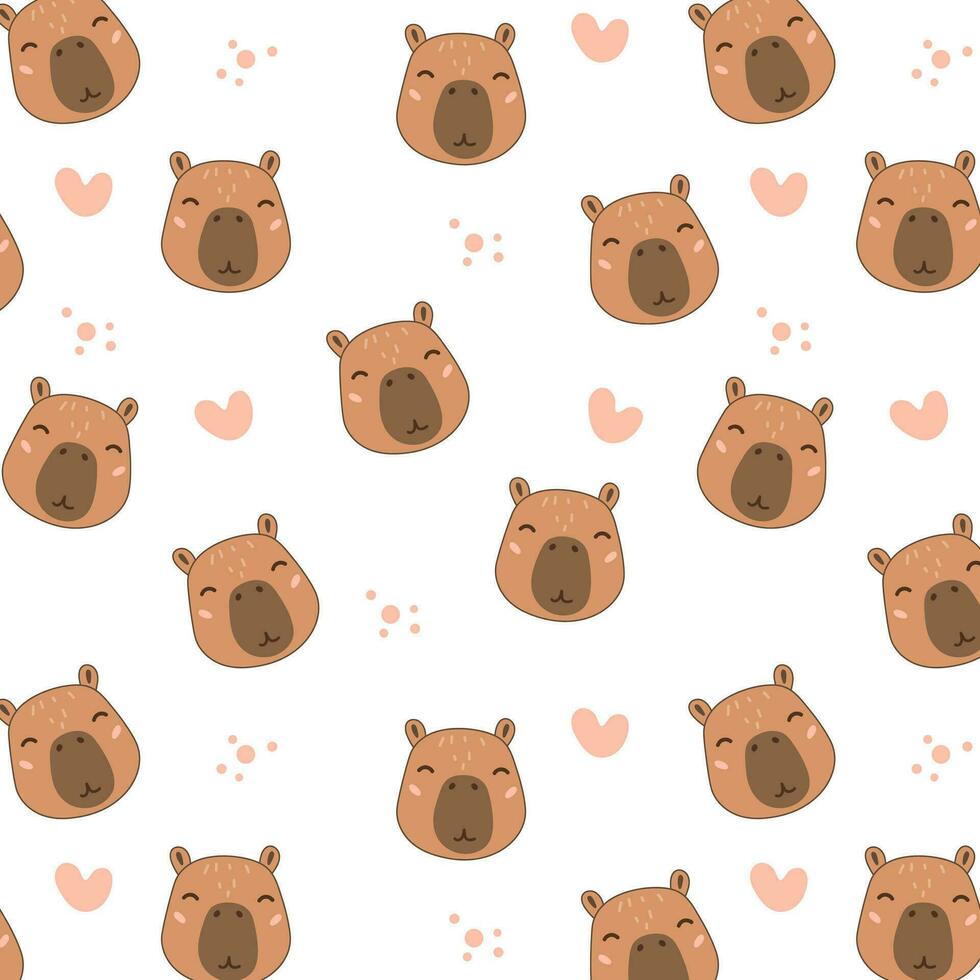 Cute capybara. Baby capybara pattern vector