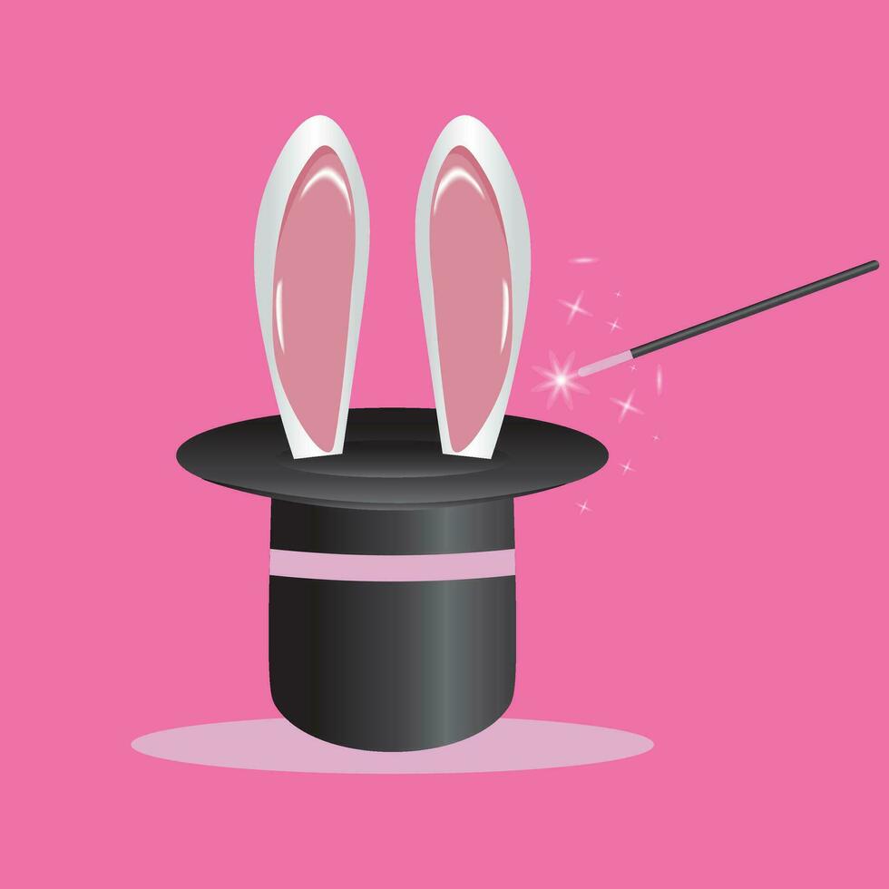 bunny in a hat, magic wand icon vector illustration symbol