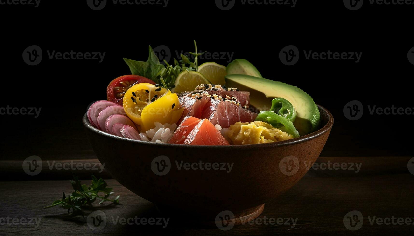 Bowls Of Mixed Fresh Organic Vegetables In Salad Bar Display Wood