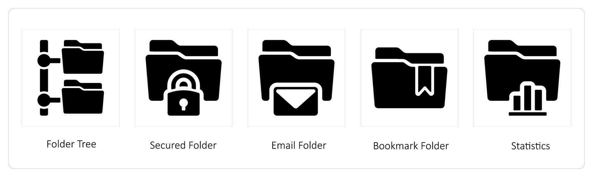 folder tree, secured and email folder vector