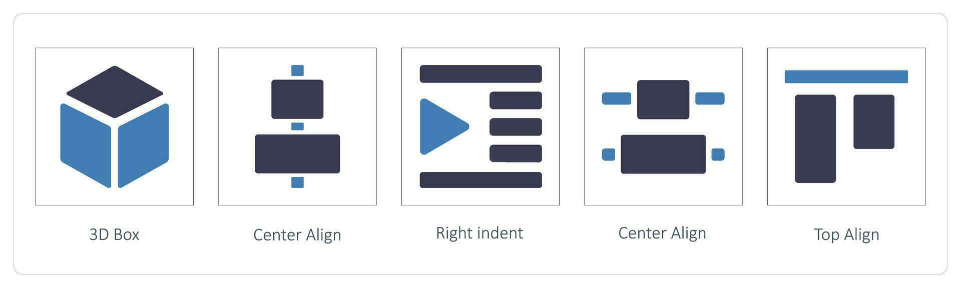 3D Box, Center Align, Right indent vector