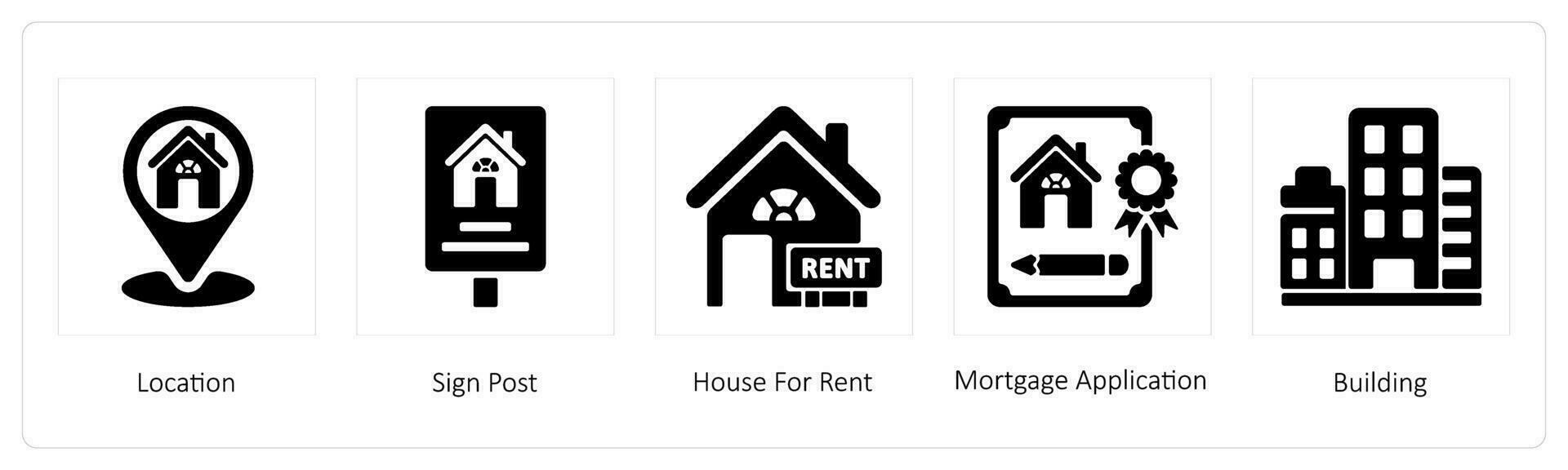 Location, Sign Post, House For Rent vector