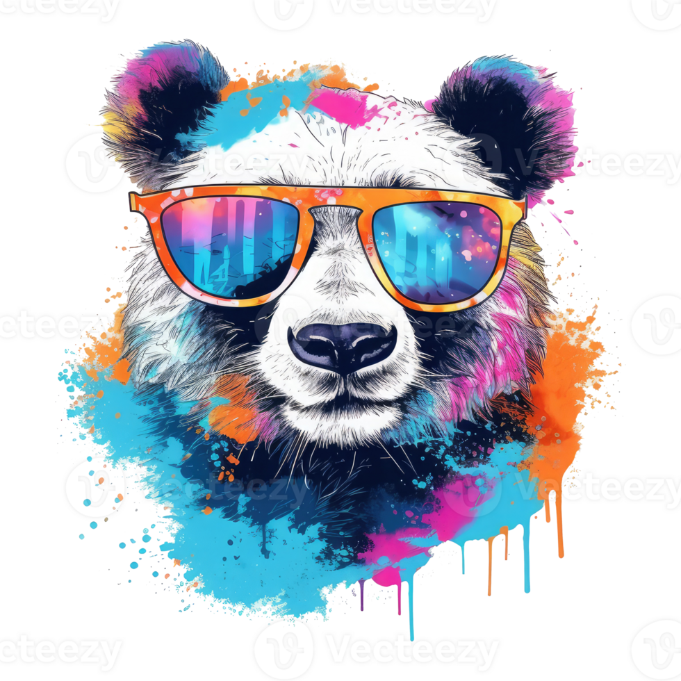 aquarelle Panda portant des lunettes de soleil . ai généré png