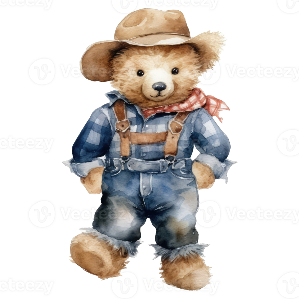 aguarela Urso vestido dentro roupas . ai gerado png