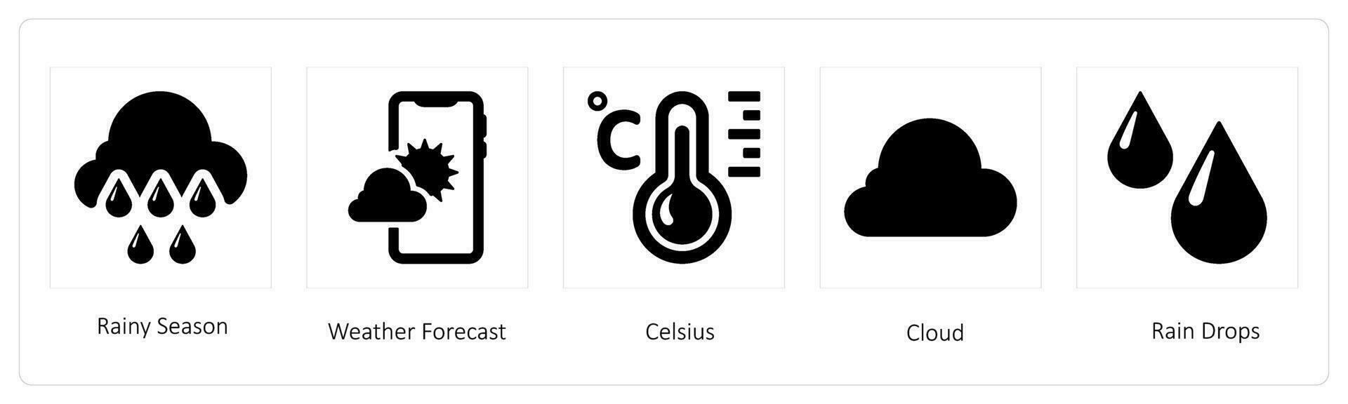 rainy season, weather forecast and celsius 26449086 Vector Art at Vecteezy