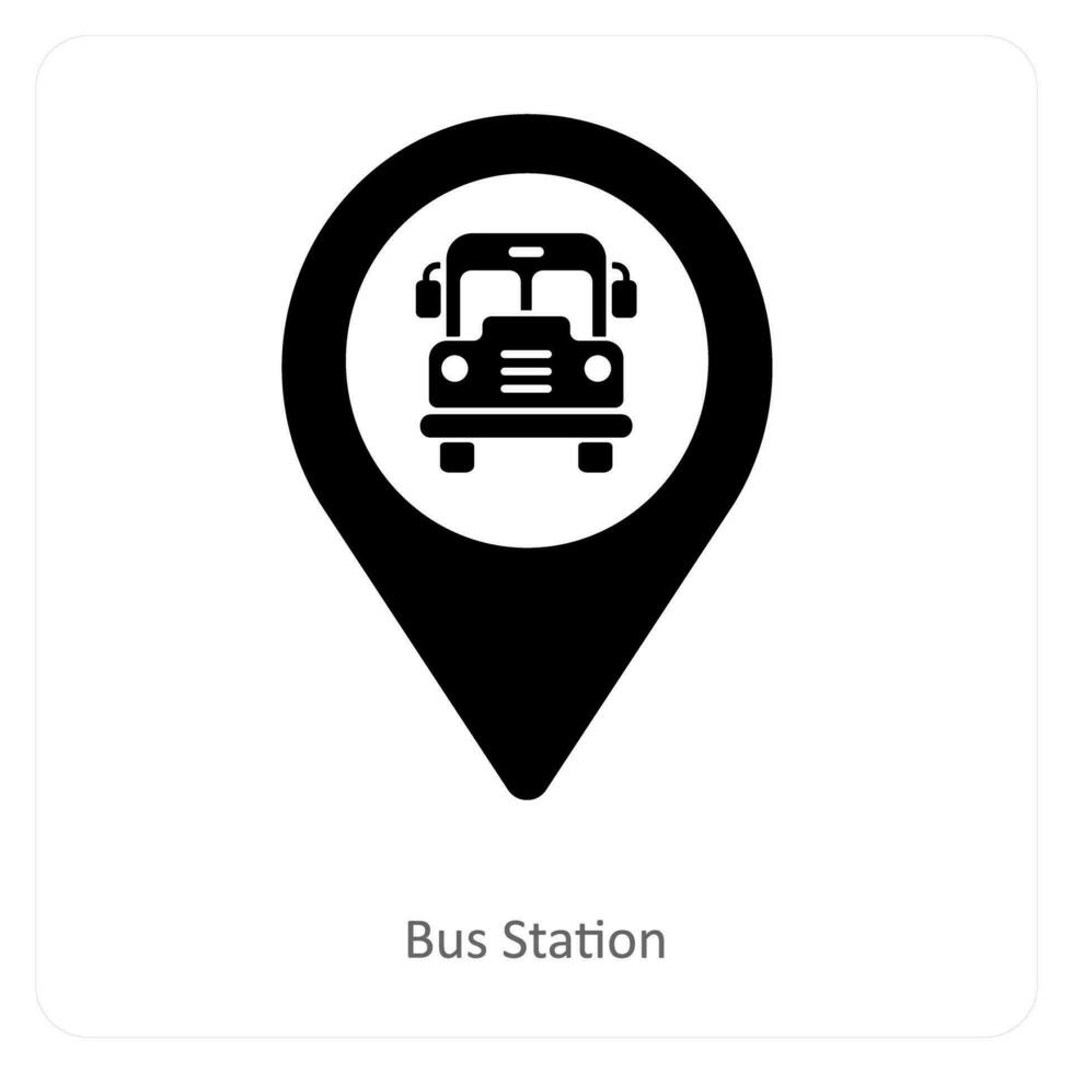 Bus Station and location icon concept vector