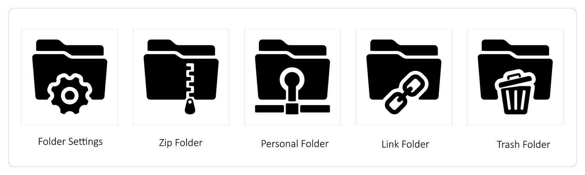 folder setting, zip and personal folder vector