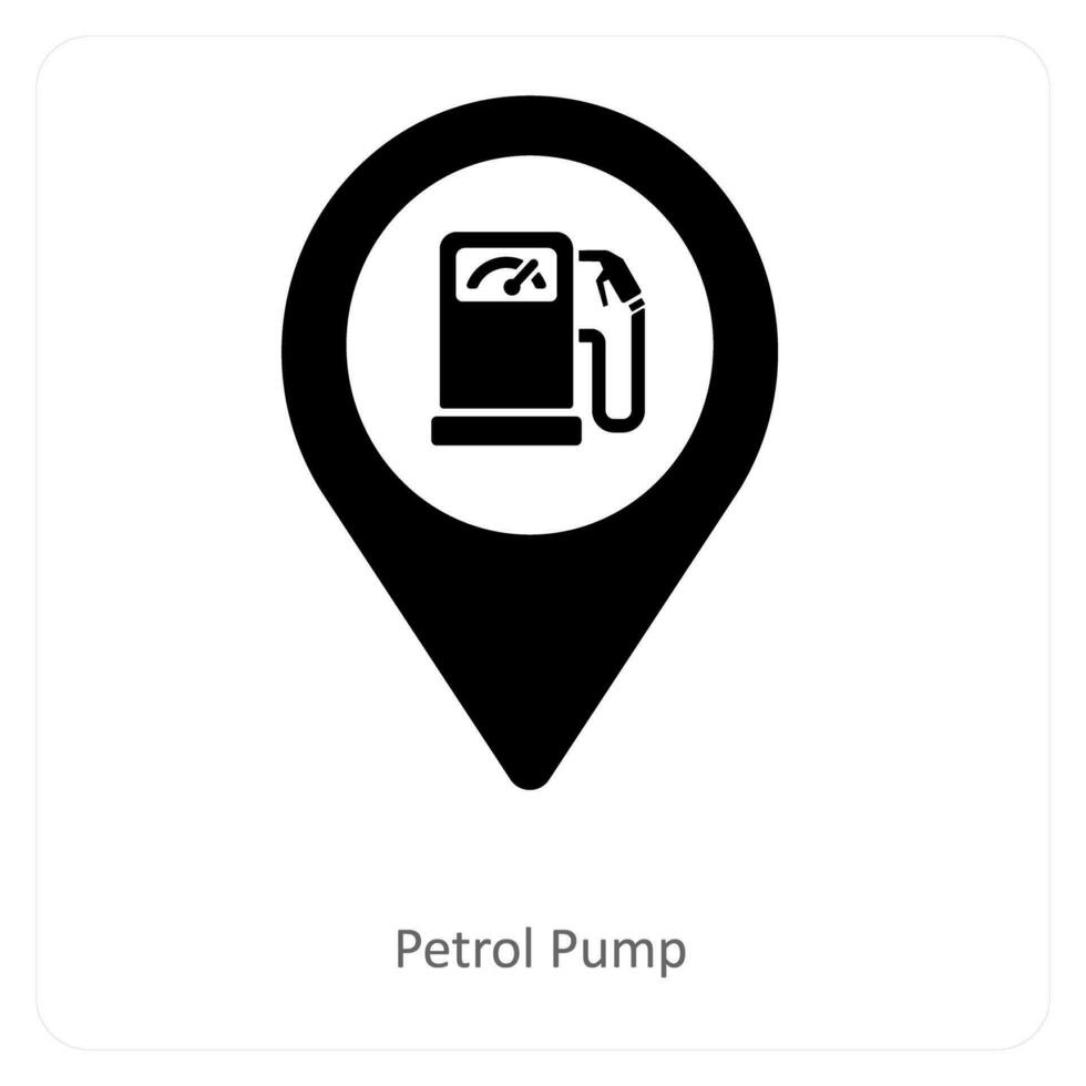 Petrol pump and location icon concept vector