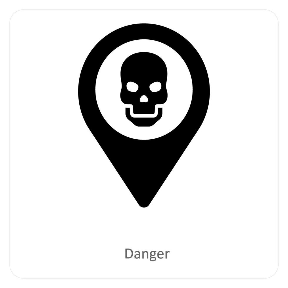 peligro y ubicación icono concepto vector