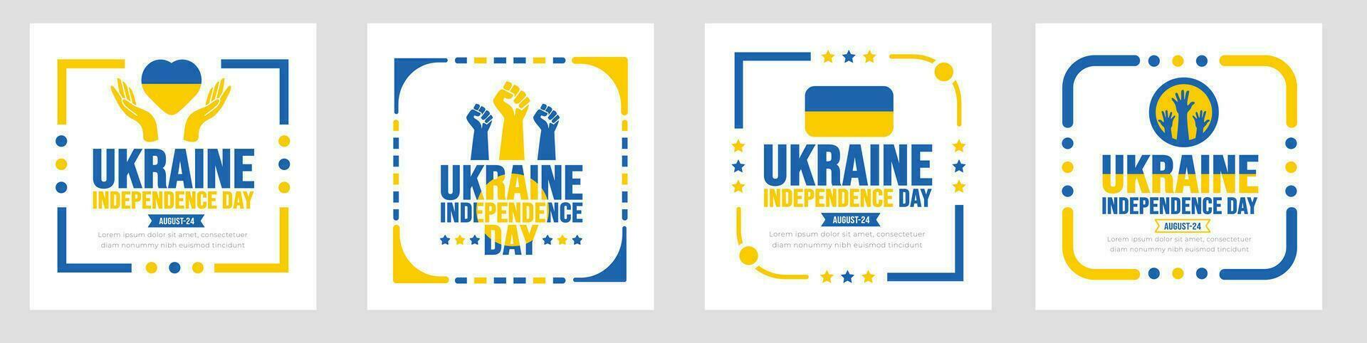 Ukraine Independence Day social media post banner design set background template. Holiday concept. background, banner, placard, card, and poster design template with text inscription vector