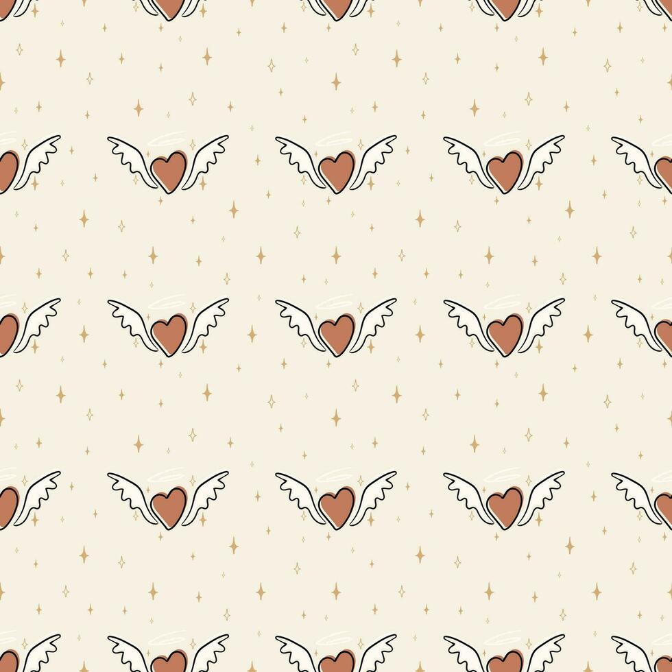 Hand drawn doodle Happy Valentine Day love seamless pattern. vector