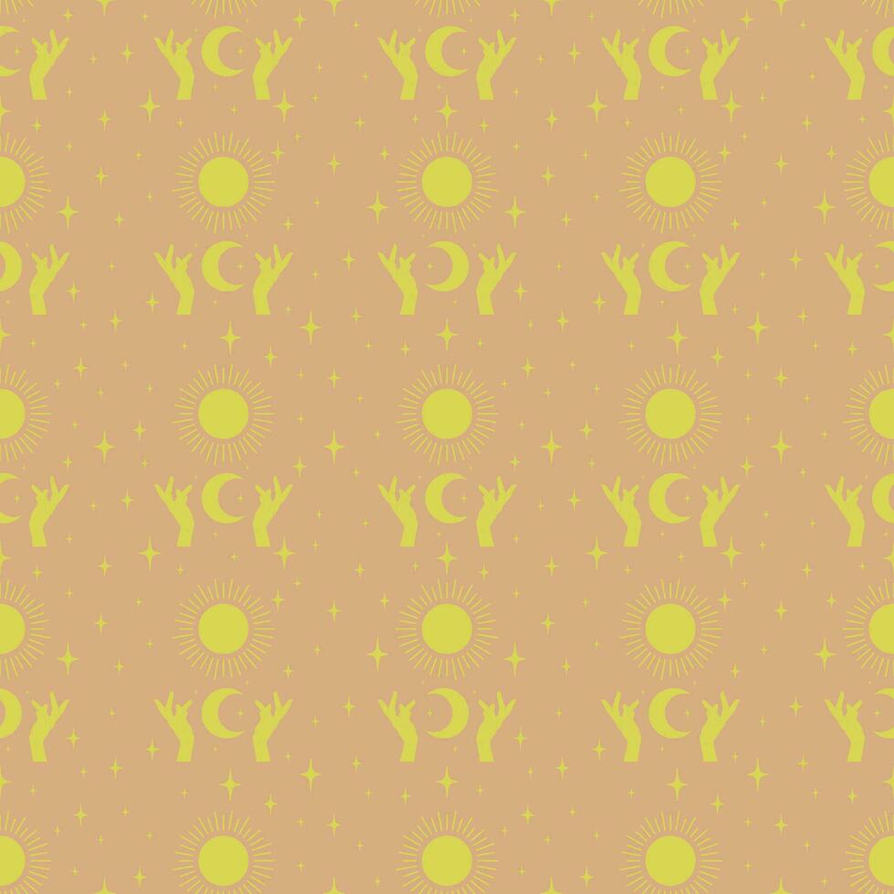 Vector seamless pattern of astrology mystic background with planets
