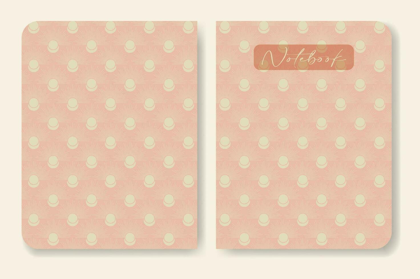 Notebook cover with neutral color sun and moon illustration vector