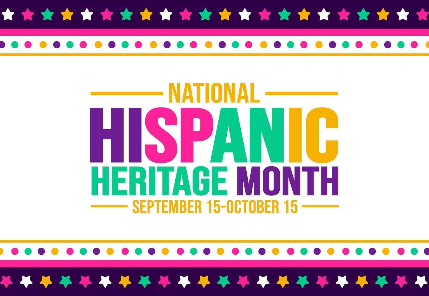 National Hispanic Heritage Month celebration colorful background, typography, banner, placard, card, and poster design template. is annually celebrated from September 15 to October 15 in the USA. vector