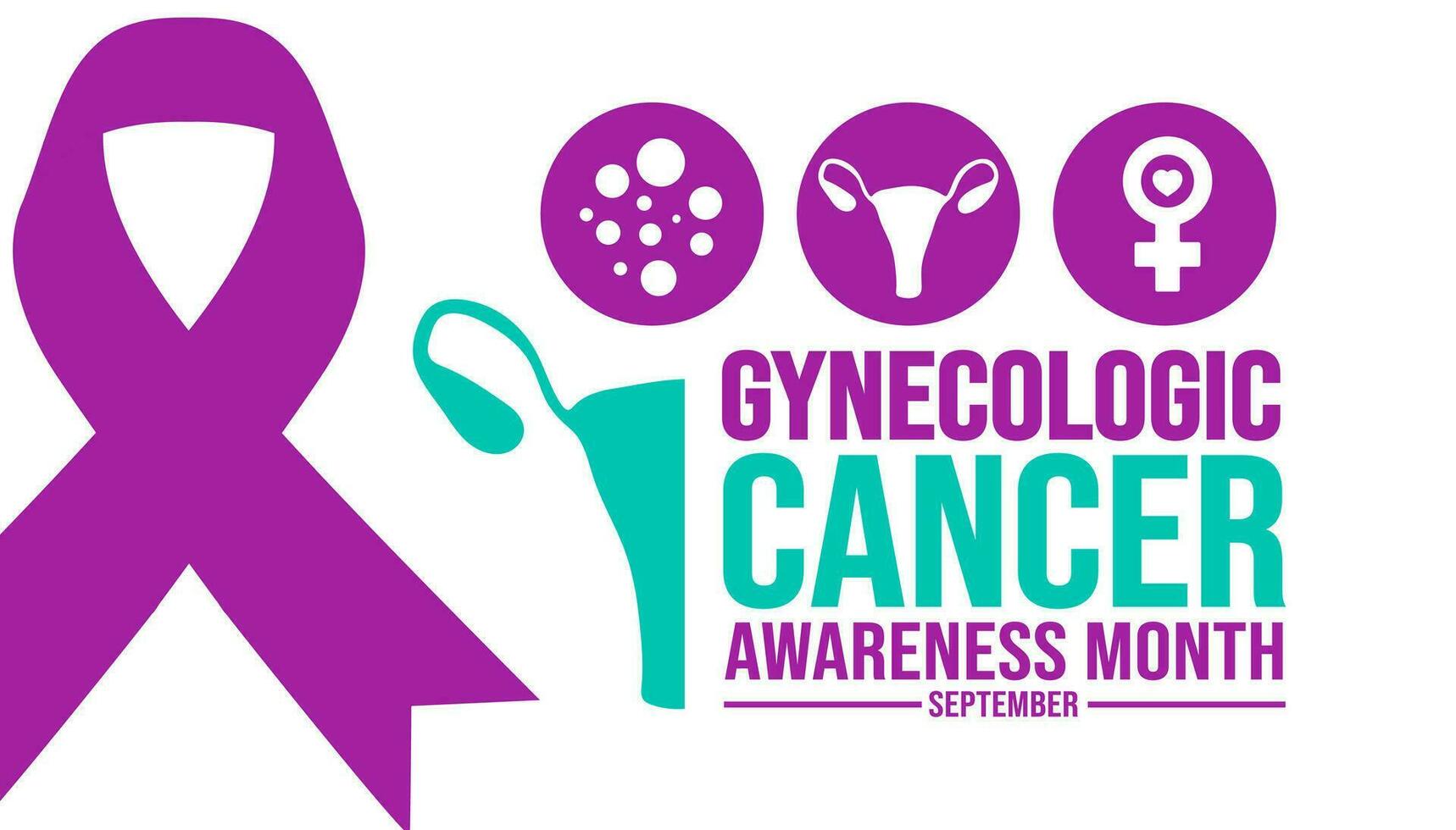 September is Gynecologic Cancer Awareness Month background template. Holiday concept. background, banner, placard, card, and poster design template with text inscription and standard color. vector