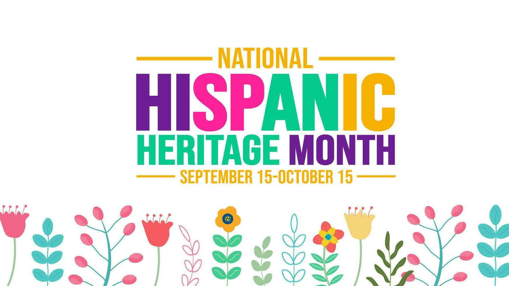 National Hispanic Heritage Month celebration colorful background, typography, banner, placard, card, and poster design template. is annually celebrated from September 15 to October 15 in the USA. vector