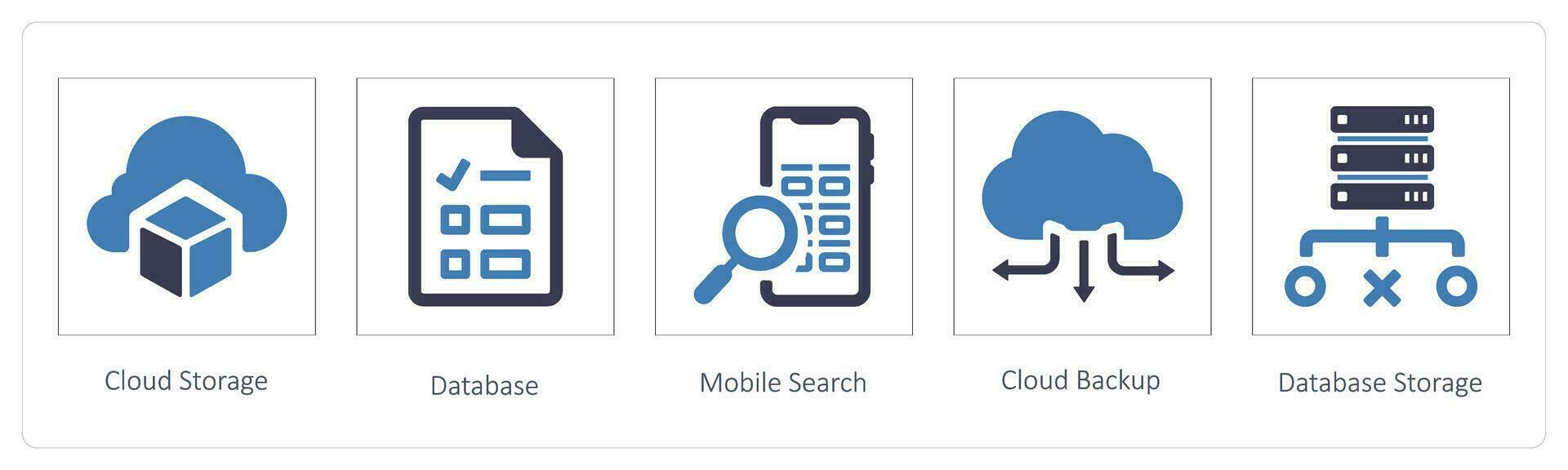 cloud storage, database and mobile search vector