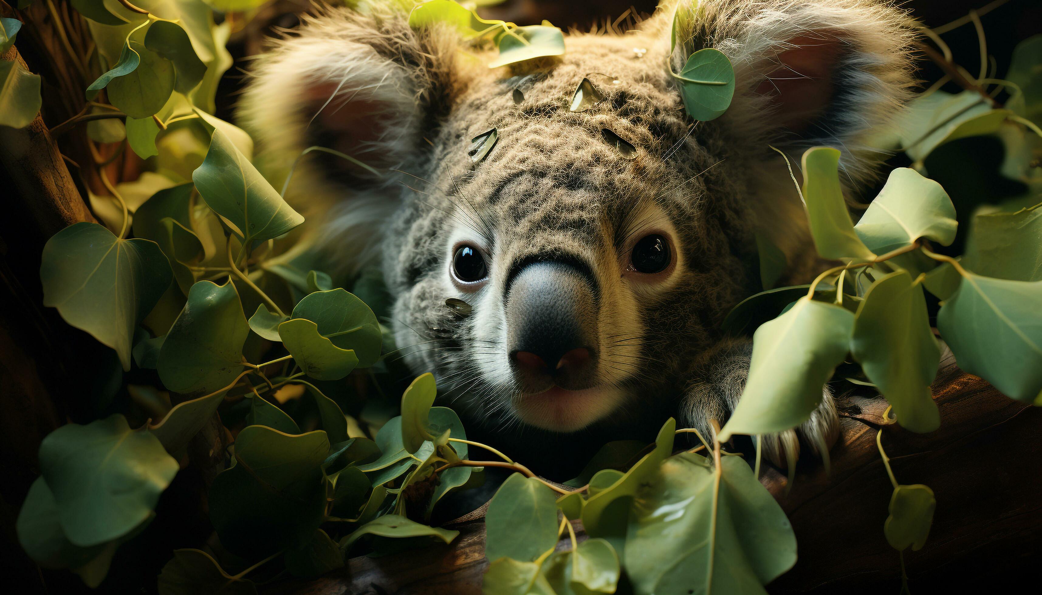 Cute mammal in nature, small furry animal looking at camera generated