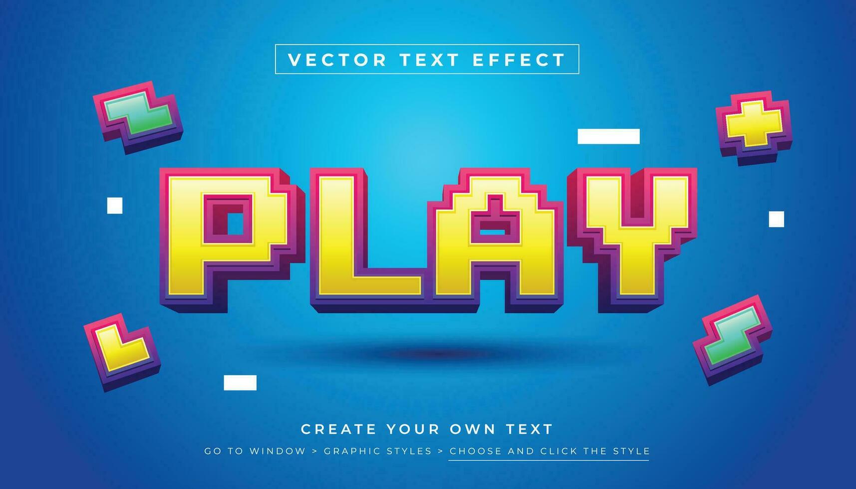 Editable vector 3D colorful text effect. Pixel game typography graphic style