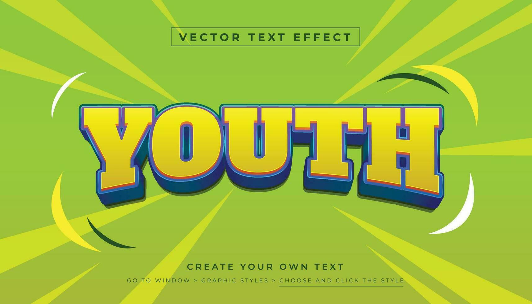 Editable vector 3D yellow text effect. Youth typography graphic style