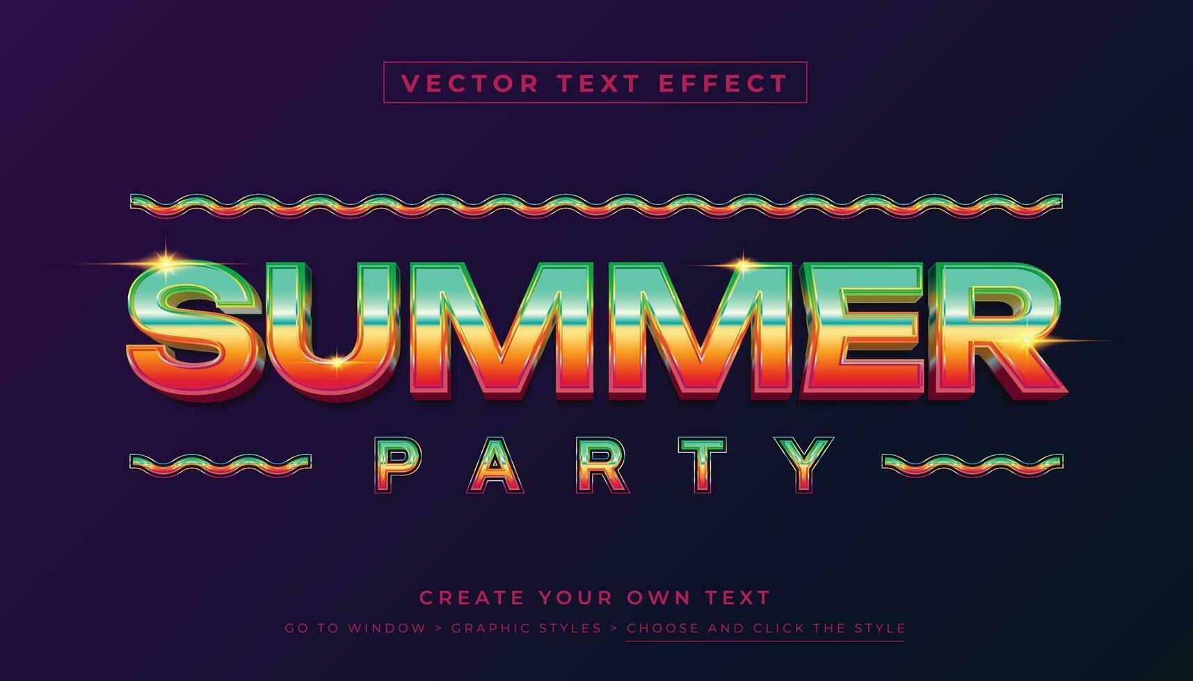 editable vector 3d vistoso arco iris texto efecto. verano noche retro fiesta gráfico estilo