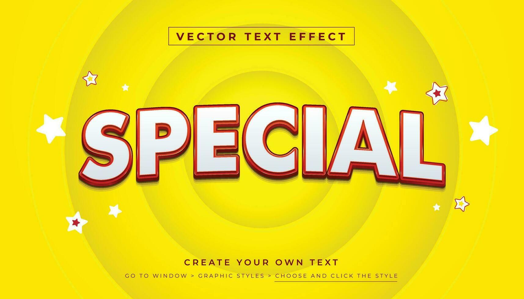 Vector Editable 3D red white text effect. Special discount graphic style on abstract yellow background