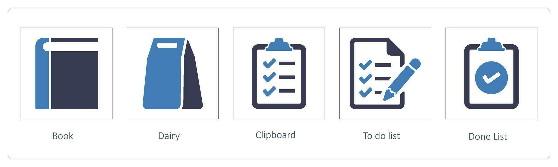 book, diary and clipboard vector