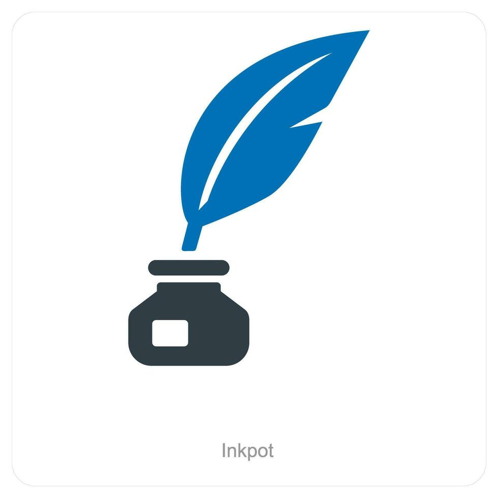 Inkpot and pen icon concept vector