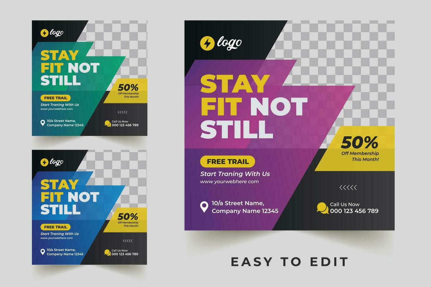Shape your body square flyer or Instagram social media post template vector