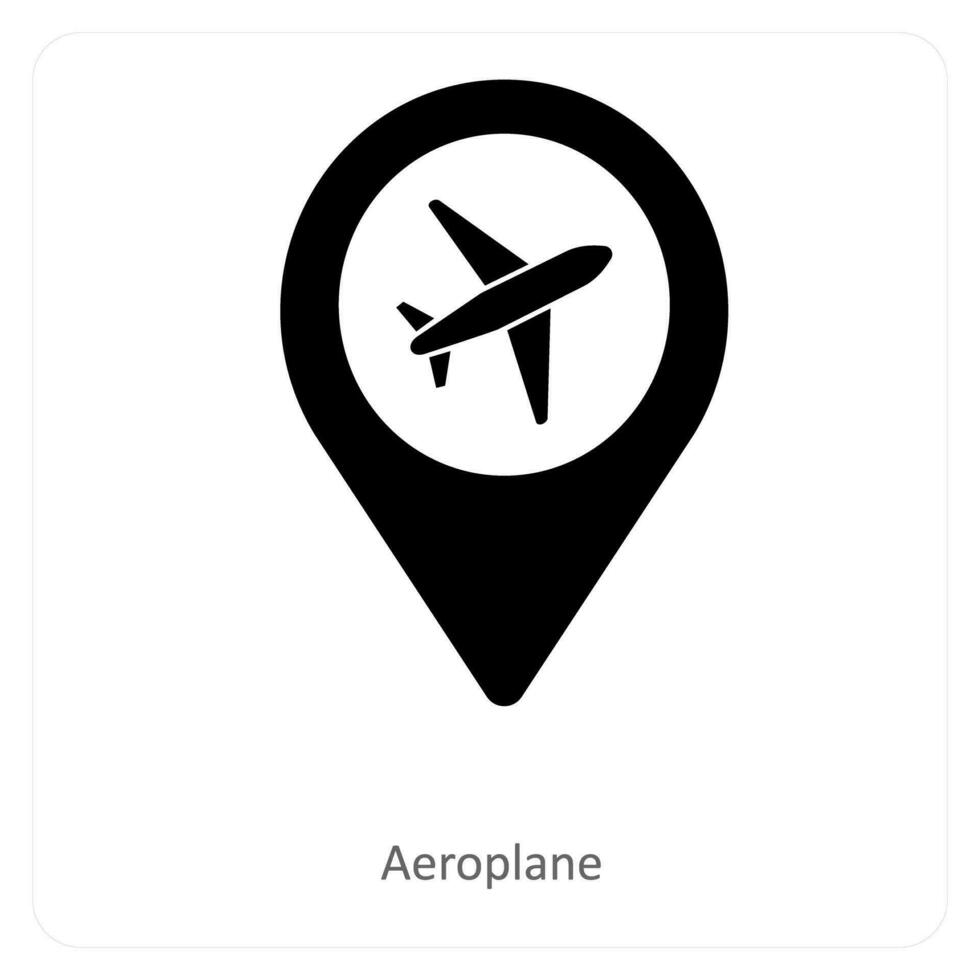 Aeroplane and location icon concept vector