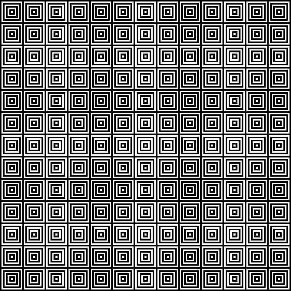 Black and white optical illusion square seamless pattern. Hipster style squarish tile geometric background vector illustration.