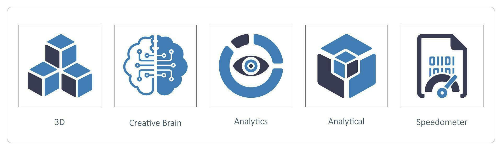 3D, creative brain and Analytics vector