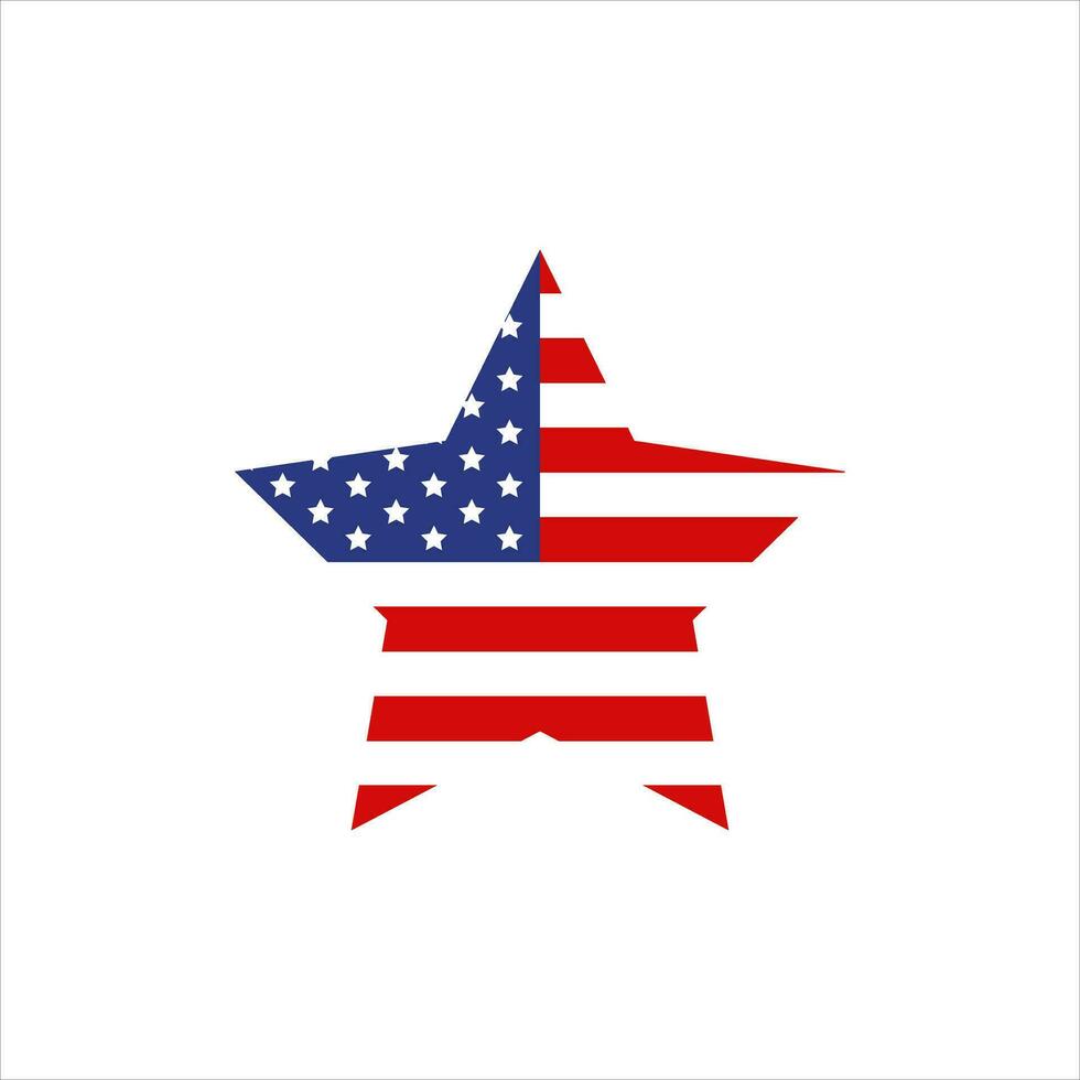 American flag in the shape of a star, Patriotic symbol of the USA. Vector illustration of isolates