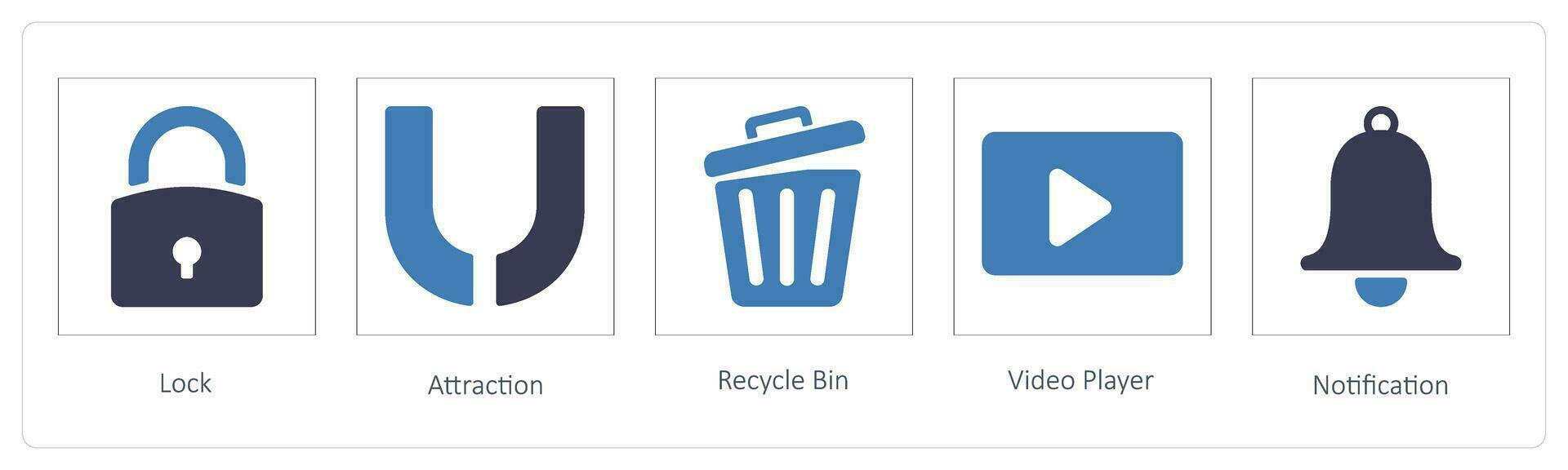 lock, attraction and recycle bin vector