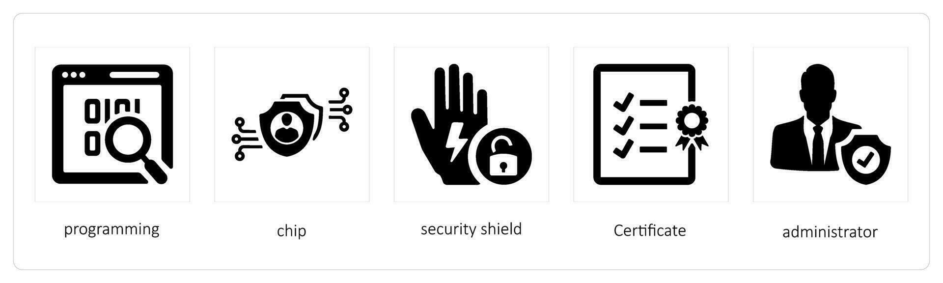 programming, chip, security shield vector