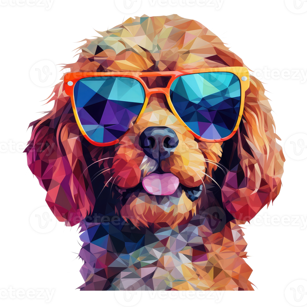 aquarelle chien portant des lunettes de soleil . ai généré png