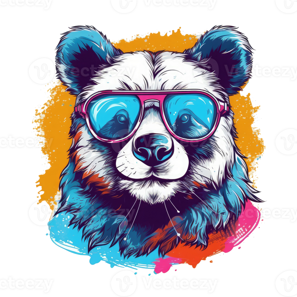 aquarelle Panda portant des lunettes de soleil . ai généré png