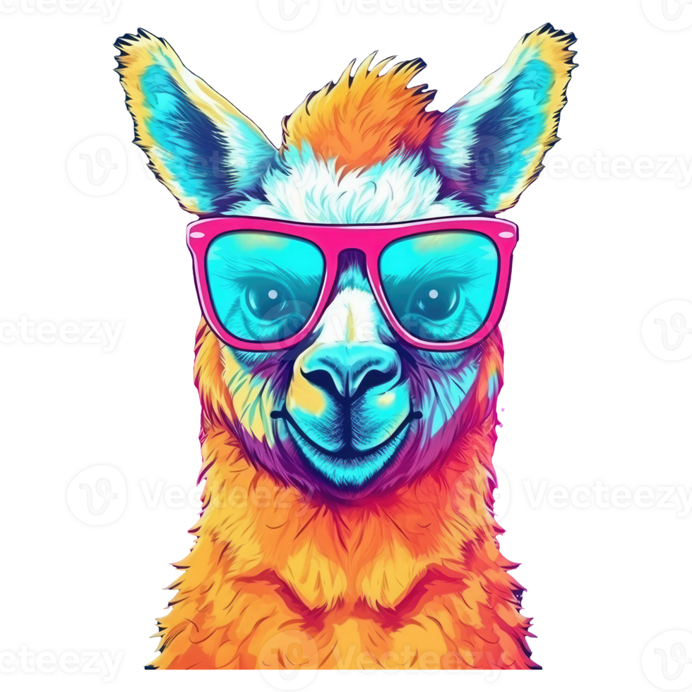 watercolor Llama wearing sunglasses . png