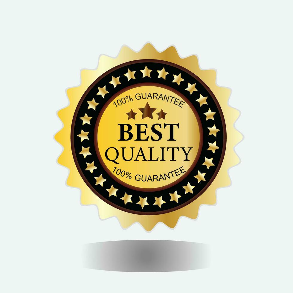 Vector best quality golden badge isolated on white background