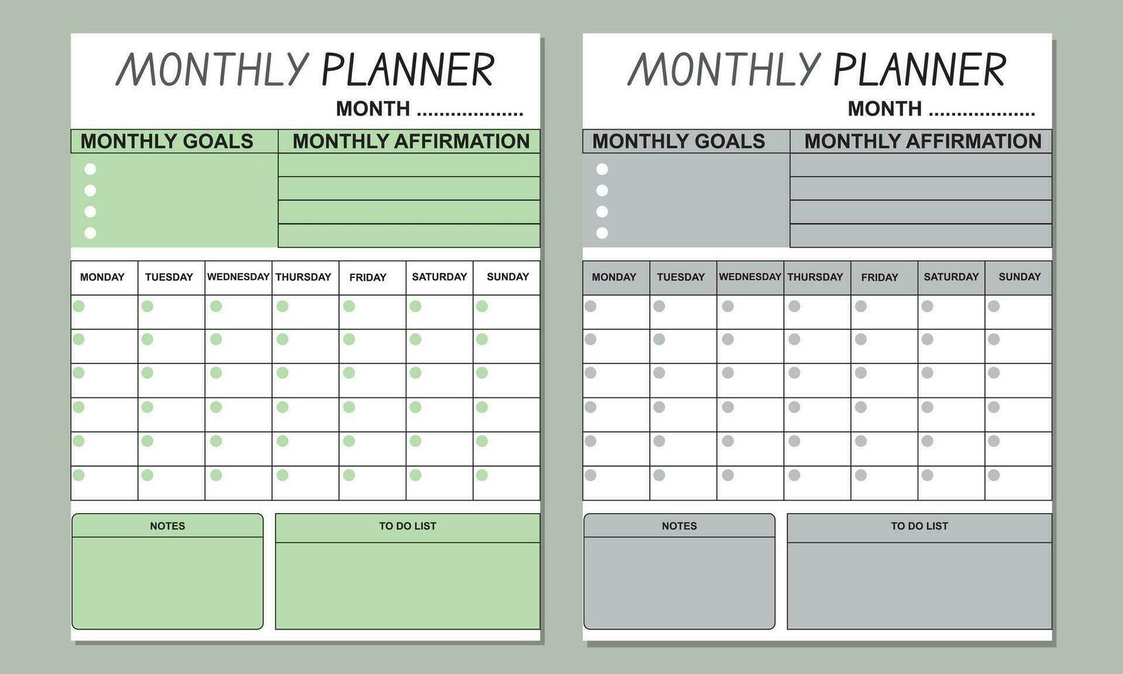 free Bullet journal planner template monthly sheet design vector