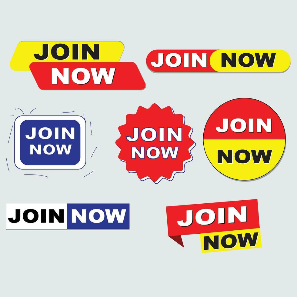 free join now colorful labels template stickers vector