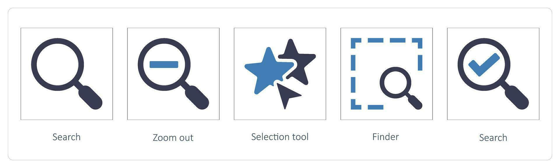 Search, Zoom out, Selection tool vector